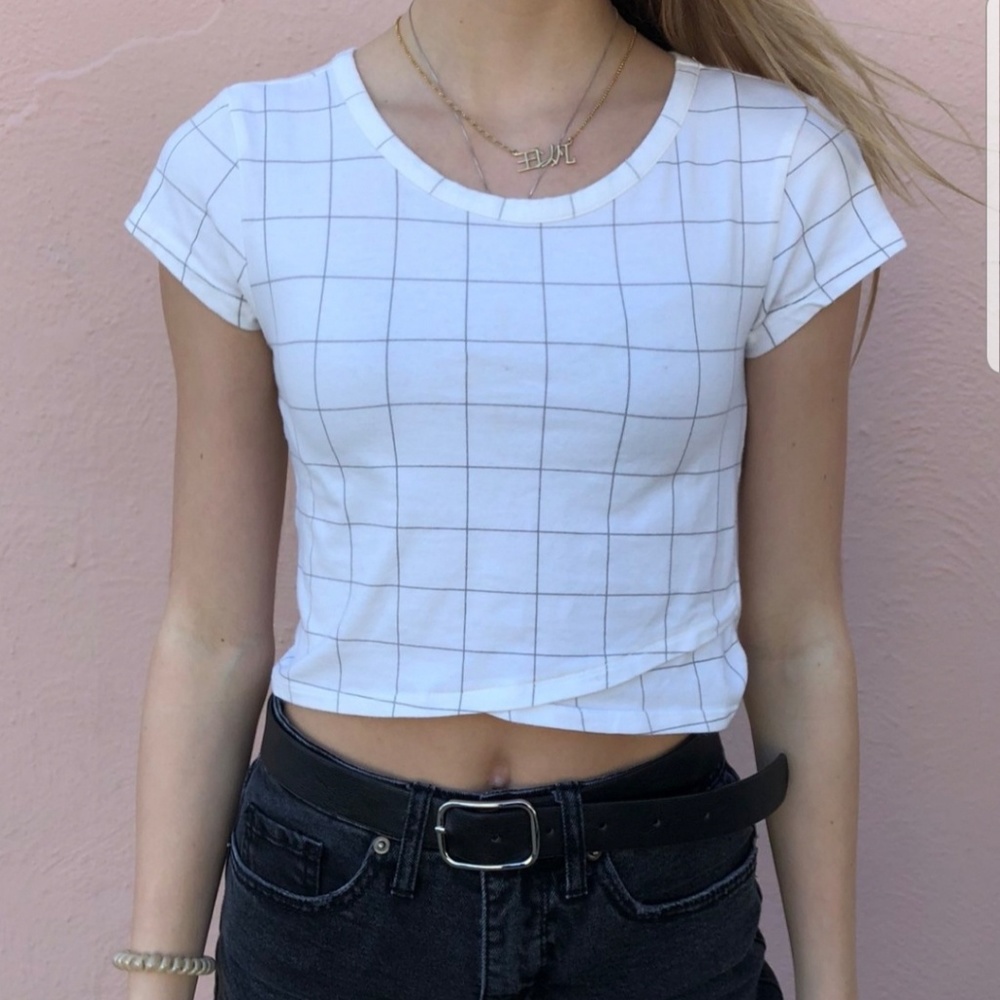 Check Crop Tee - Brandy Melville Style Top